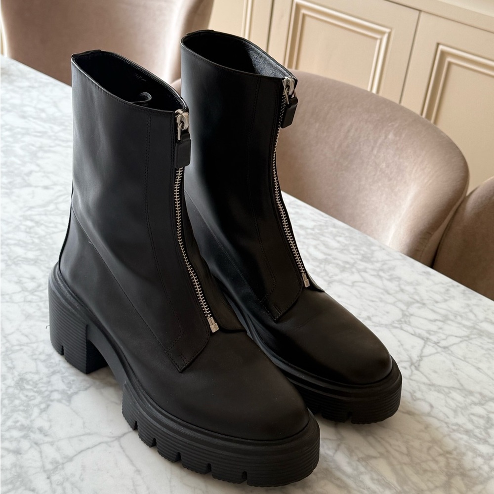 Stuart Weitzman Black Leather Ankle Boots